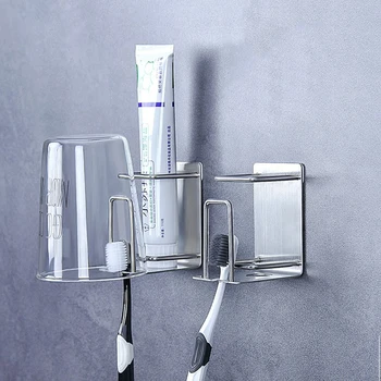 Ev Paslanmaz Çelik Duvara Monte Kendinden yapışkanlı Diş Fırçası Tutucu fincan rafı diş fırçası düzenleyici Asılı Set Depolama