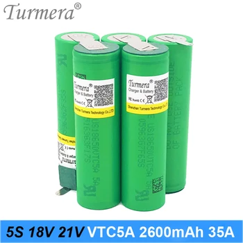 Turmera 5S 18V 21V 18650 VTC5A 2600mah 35A Lehimleme şarj edilebilir Lityum Pil Tornavida Piller ve Elektrikli Süpürge