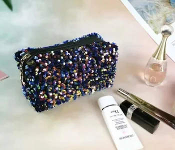 Moda kadın Glitter makyaj çantası kozmetik çantası Çanta kapasiteli saklama çantası