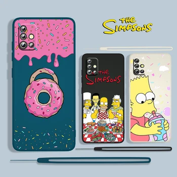 Aile Simpsons Samsung Galaxy A73 A53 A33 A52 A32 A22 A71 A51 A21S A03S A30 A50 Sıvı Halat telefon Kılıfı Coque Çapa Kapak