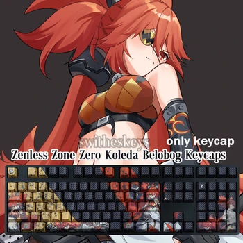 108 Tuşları Anime Zenless Bölge Sıfır Koleda Belobog Keycaps Arkadan Aydınlatmalı Kiraz Profili PBT Boya Süblimasyon Klavye İçin MX Anahtarı