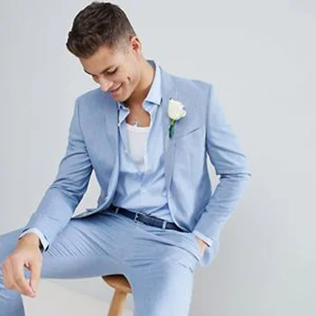 Erkek 2 Parça Takım Elbise Zarif Katı Bir Düğme Slim Fit Resmi Moda İş Blazer Smokin pantolon seti
