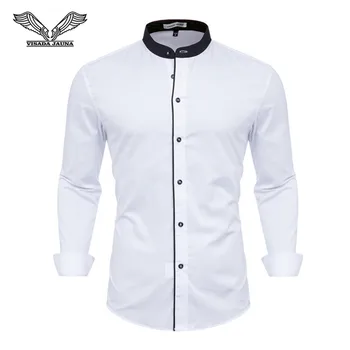 Marka 2018 Beyaz erkek Smokin Gömlek Uzun Kollu erkek Düğün Beyaz Gömlek Klasik Fit Elbise Gömlek Erkekler Tüm Boyut XS-4XL N5143