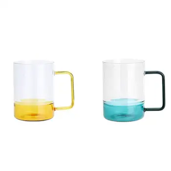 Renkli Kare Kolu Şeffaf Cam Kupalar Kahve kupa Süt Çay ofis Bardak Drinkware Arkadaşlar için manyetik dönüşlü dünya