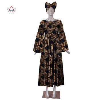Bintarealwax Ücretsiz Boyutu Kadınlar için Afrika Elbiseler Bazin Riche Uzun Ankara Elbise Dashiki Afrika Kadın Giyim Vestidos WY114