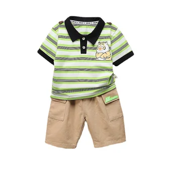 Yeni Yaz Bebek Giysileri Takım Elbise Çocuk Erkek Kız Moda Çizgili tişört Şort 2 adet / takım Toddler Rahat Kostüm Çocuk Spor