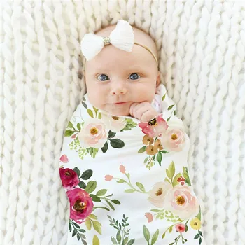 Yumuşak Bebek Bebek Yenidoğan Erkek Kız kundak battaniyesi Battaniye Uyku Tulumu Kumaş Pamuk Baskı Çiçek Yeni