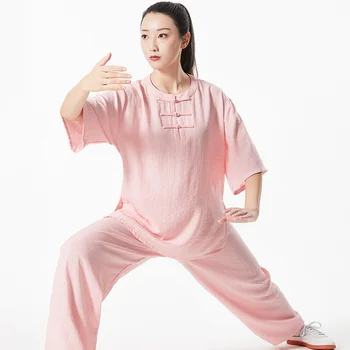 Chi Giyim Tai Kadınlar Zarif Pamuk Ve Keten açık alan sporları Bjj Jiu Jitsu Wushu Aikido Kung Fu Spor Takım Elbise İnce Giysiler Tarzı