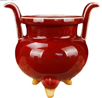 Seramik Tütsü Klasik Porselen Kırmızı Tütsü Antik Çanak Süsler Retro Aromatik Kachel Dekor