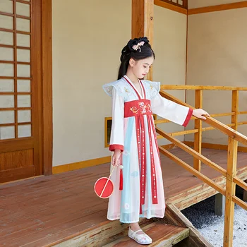 Kızların Hanfu 2022 İlkbahar ve Sonbahar Yeni çocuk Giyim Çin Tarzı çocuk giyim Süper Peri çocuk Hanfu