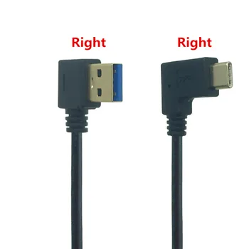 Altın Kaplama 90 derece Sol Sağ Açı USB 3.0 Erkek USB3. 1 Tip-C Erkek Aşağı / Yukarı Açı USB Data Sync ve şarj kablosu Konektörü