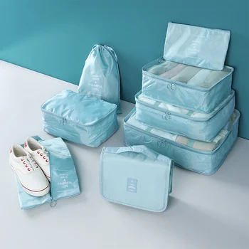 8 Adet Set Seyahat Organizatör Saklama Torbaları Bavul Ambalaj Seti Saklama kutuları Taşınabilir Bagaj Organizatör Bez Ayakkabı Çantası