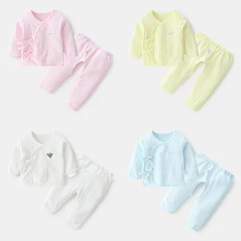Erkek Kız pamuk iç çamaşırı Kıyafetler Bahar Sonbahar Yeni Stil Trend Rahat Gevşek Yumuşak Pijama Bebek Yürümeye Başlayan Ev Giysileri 2 adet