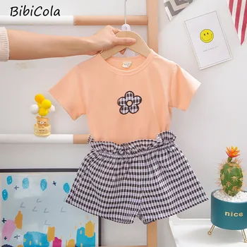 Bebek Erkek Yaz giyim setleri Yeni Küçük Kız Rahat Kısa kollu tişört Çizgili Takım Elbise 1-5T 2021 çocuk Giyim Seti