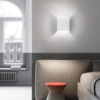 7W Yukarı Aşağı Kısılabilir LED Alüminyum Duvar Lambası Kare led duvar başucu lambası Yatak Odası Oturma Odası Koridor Kenara Aydınlatma