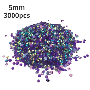 3000 Adet / grup Tırnak Glitter 3D 5mm Rhinestones Nail Art Süslemeleri Keskin Alt Cam Kristal Kum Tırnak Tasarım Aksesuarları