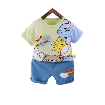 Yeni Yaz Yenidoğan Bebek Kız Giysileri Sevimli Çocuk Erkek Karikatür T-shirt Şort 2 adet / takım Toddler Spor Kostüm Çocuklar Eşofman