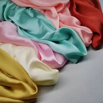Elbise Saten Şifon Düz Renk Yumuşak Kaygan Bırakarak Malzeme Gömlek Eşarp Parlak Kumaş Nefes DIY Dikiş