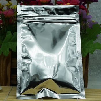 100 adet Şeker fermuarlı ambalaj poşetleri 14x20cm Yeniden Kullanılabilir Gümüş Kaplama Alüminyum Folyo kilitli torba Aperatif Yiyecek Depolama paket ambalaj