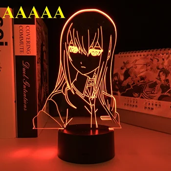 Steins Kapısı LED ışık Kurisu Makise Şekil Çocuklar için yatak odası dekoru Doğum Günü Masa Lambası Uzaktan Renkler Hediye Anime Manga LED Lamba