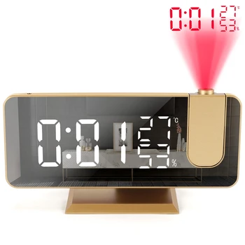 LED dijital alarmlı saat Saat Masa Elektronik Masaüstü Saatler USB Uyandırma FM Radyo Zaman Projektör Erteleme Fonksiyonu 2 Alarm