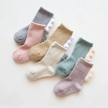 Yeni Kış Çocuk Kız Çorap Bebek Kat Çorap Toddlers Diz Çorap Erkek Mercan Polar Kalınlaşmak Sıcak Çocuk Çorap