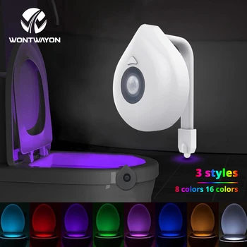 LED tuvalet aydınlatması akıllı PIR hareket sensörü gece lambası 8 renk 16 renk arkadan aydınlatmalı su geçirmez gece lambası tuvalet banyo ışık