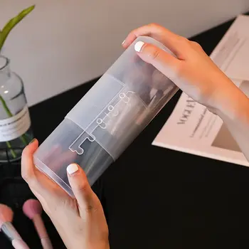 1 ADET Şeffaf Ayarlanabilir Yükseklik PVC makyaj fırçası Tutucu Ekran Saklama Kabı Organizatör Kapaklı Toz Geçirmez Tuvalet Paketi Kutusu