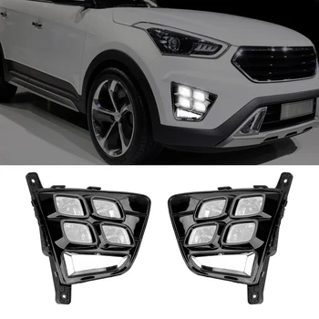 Farlar Gün ışığı Hyundai IX25 Creta 2014 2015 2016 2 ADET Gündüz Farı Sis araba ışıkları Styling LED Sis Lambası DRL