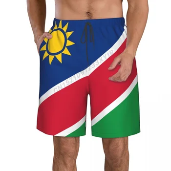 Yaz erkek Namibya Bayrağı plaj pantolonları Şort Sörf M-2XL Polyester Mayo Koşu