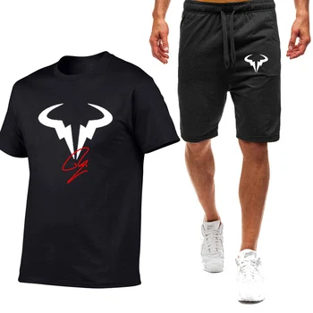 Rafael Nadal 2022 Erkekler Tenis Oyuncu Yeni 2 Parça Setleri Kısa Kollu Spor Spor Yaz Baskı Kısa T Shirt Takım Elbise Giyim