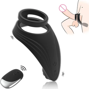 USB Prostat Halkası 10 Titreşim Modları Uzaktan Kumanda 2 Halka Tasarım prostat masaj aleti Yumuşak Silikon Erkekler Kadınlar için TK yıldırım
