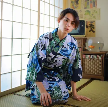 Geleneksel Japonya Kimono Yukata erkek Soyunma resmi giysi Seyahat Çekim Takım Elbise Beyefendi Samuray Takım Elbise