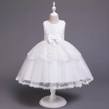 Yaz bebek kız elbise çiçek kolsuz elbise Pullu elbise yay elbise doğum günü partisi Noel Elbise