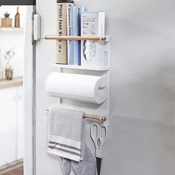 Çok katmanlı Buzdolabı Kağıt Havlu Duvara Monte Çatal Eşyalar Demir Kanca Mutfak Banyo Metal depolama rafı Tutucular Raf
