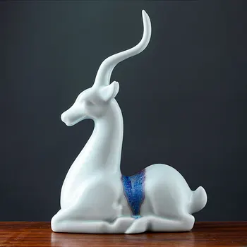 Modern yaratıcı koyun süsler Jingdezhen seramik el sanatları hayvan heykelcik hediye dekorasyon