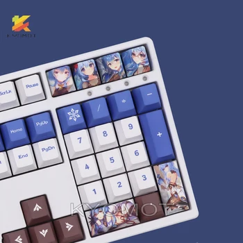 KYOMOT Genshin Darbe Raiden Shogun Klavye Klavye Anime Ganyu PBT BOYA ALT Cosplay Keycaps Kiraz MX Anahtarı için DİY Klavye
