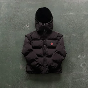 Trapstar Londra Ceketler Parkas Tasarımcı Hoodie Ayrılabilir Kapşonlu Aşağı Ceket-Siyah Kırmızı 1:1 En Kaliteli Işlemeli Kış Ceket