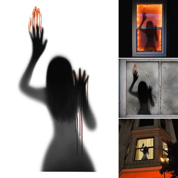 Cadılar bayramı Hayalet Pencere Çıkartması Korkunç Kadın Hayalet Çıkarılabilir Cam Pencere duvar çıkartmaları Parti Şenlikli Atmosfer Dekor HANW88
