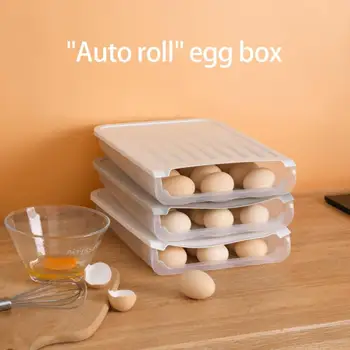 Plastik Otomatik Haddeleme Yumurta Depolama Rafı 3 Satır 18 Yumurta Şeffaf Tepsi kapaklı Buzdolabı Saklama Kapları Kutusu