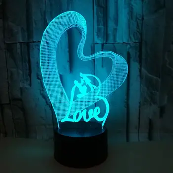 Yeni Aşk Aşk 3d Led Renkli Gece Lambası sevgililer Günü Yaratıcı Hediye Atmosfer 3d Küçük Lamba Usb Led Gece Lambası