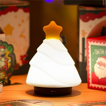 Noel ağacı silikon LED gece ışığı ışık USB uyku ışıkları karartma Pat lamba şanslı ağaç gece lambaları çocuk odaları için bebek hediye