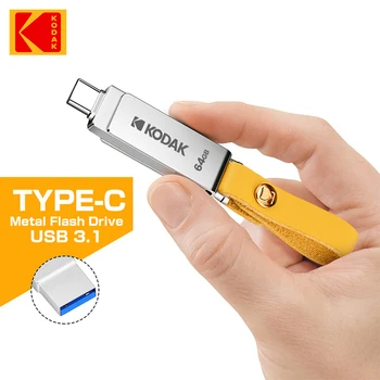 KODAK K243C OTG 2 İN 1 Kalem Sürücü 32 GB Tipi C USB 3.1 Bellek Sopa 64 GB Pendrive 128 GB USB bellek Kalem Metal İçin Tip-C Macbook