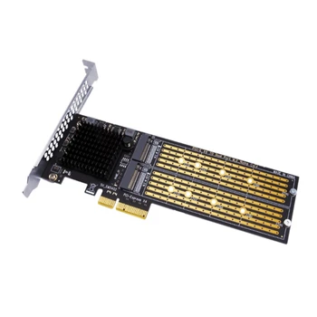 PCI-E NVME Adaptör Kartı M. 2 M ANAHTAR NVME Protokolü Çift Bay Dizi adaptör panosu Destekler PCI-E X8 / X4 / X16 Kart Yuvası