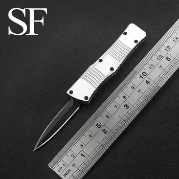 2 Stilleri Gümüş Mini OTF Cep hayatta kalma bıçağı 440 Bıçak Anahtarlık Dekoratif Süs Açık EDC Aracı