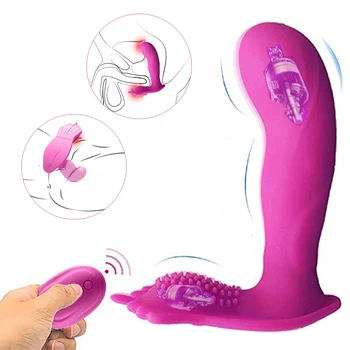 Silikon Uzaktan Kumanda Vibratör Külot yetişkinler için Seks Oyuncak Kadın Çift G Spot Yapay Penis Klitoral Stimülatörü Çift Motorlu