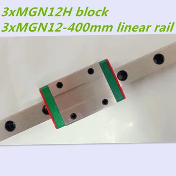 Kossel Mini MGN12 12mm minyatür lineer raylı slayt = 3 adet 12mm L-400mm ray+3 adet MGN12H arabası Xyz ekseni için