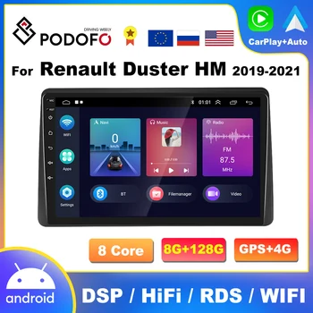 Podofo 4G CarPlay Android Oto Araba Radyo renault duster HM 2 2020 2021 Arkana 2019-2021 Multimedya Oynatıcı GPS HıFı autoradio