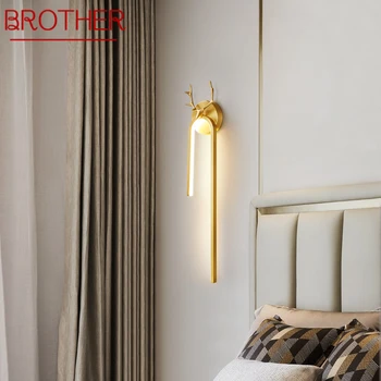 BROTHER Modern altın pirinç duvar lambası LED 3 renk yaratıcı zarif aplik ışık ev oturma yatak odası için