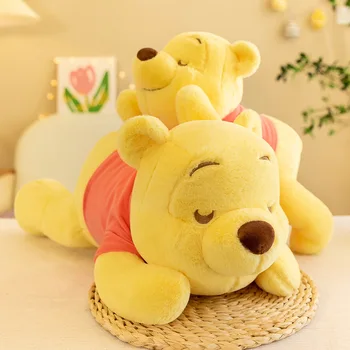 Disney Anime Kawaii Winnie The Pooh Yalan Aşağı Sevimli Karikatür Ayı Bebek peluş oyuncak Başucu Uyku Yastık Oyuncaklar Kız İçin Noel Gif